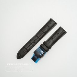 Curea piele vitel captusita negră deployant negru 20 mm