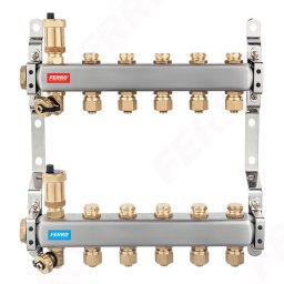 Distribuitor/colector 1" din inox 12 circuite cu ventile inchidere