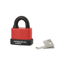 Lacat de exterior, cu cheie, Bumper, 54 mm, rosu
