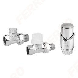 Set Robineti Radiator Drepti 1/2” Cu Cap Termostatic, Crom