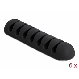 Set 6 ghidaje cablu cu 7 sloturi Negru, Delock 18348