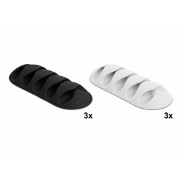 Set 6 ghidaje cablu cu 5 sloturi Alb/Negru, Delock 18347