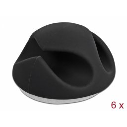 Set 6 ghidaje cablu cu 2 sloturi Negru, Delock 18344