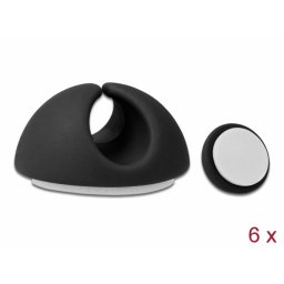 Set 6 ghidaje cablu cu 1 slot Negru, Delock 18342