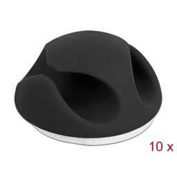 Set 10 ghidaje cablu cu 2 sloturi Negru, Delock 18345