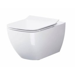 Set vas WC B245 suspendat Virgo Clean On Cersanit + capac WC Virgo Slim duroplast antibacterian, cadere lenta, demontare rapida Cersanit,