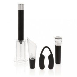 Set accesorii vin, 4 piese, 21.5xø6 cm, Everestus, 20SEP0646, ABS, Otel, Negru