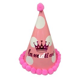 Coif aniversare roz La multi ani 24 cm