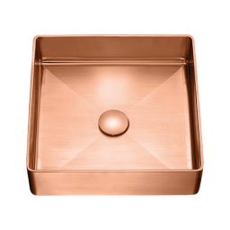 Chiuveta lavoar cu montare pe blat Laveo VUP 822S , Patrata rose gold din otel
