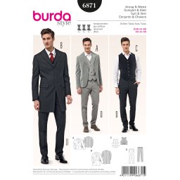 Tipar Frac si Costum barbatesc cu vesta Burda 6871