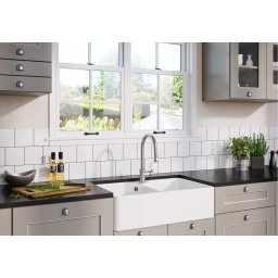 Chiuveta de bucatarie din ceramica Blanco Villae Farmhouse doua cuve