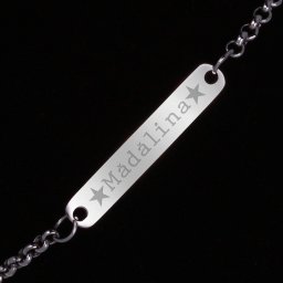 Bratara Gravata Argintie din Inox Placuta Nume Madalina