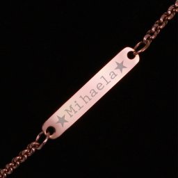 Bratara Gravata Rose Gold din Inox Placuta Nume Mihaela
