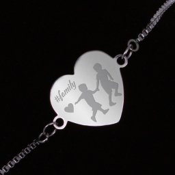 Bratara Gravata Argintie din Inox Inima Mama de Baieti