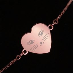 Bratara Gravata Rose Gold din Inox Inima Pisicuta Pis Pis Pis