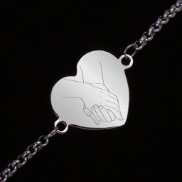 Bratara Gravata Argintie din Inox Inima Tinutul de Mana