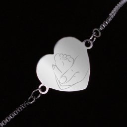 Bratara Gravata Argintie din Inox Inima Piciorus de Bebe