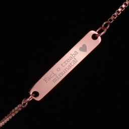 Bratara Gravata Rose Gold din Inox Placuta Bravo