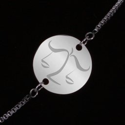 Bratara Gravata Argintie din Inox Rotund Zodiac Balanta