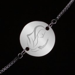Bratara Gravata Argintie din Inox Rotund Zodiac Fecioara