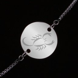 Bratara Gravata Argintie din Inox Rotund Zodiac Scorpion