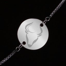 Bratara Gravata Argintie din Inox Rotund Zodiac Taur