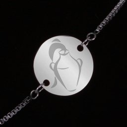 Bratara Gravata Argintie din Inox Rotund Zodiac Varsator