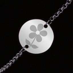 Bratara Gravata Argintie din Inox Rotund Floare pentru Tine
