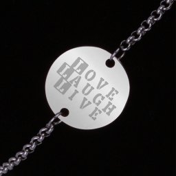 Bratara Gravata Argintie din Inox Rotund Love Laugh Live