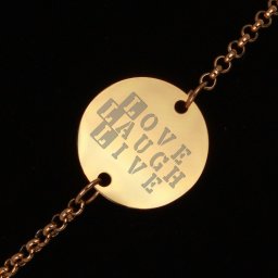 Bratara Gravata Aurie din Inox Rotund Love Laugh Live