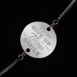 Bratara Gravata Argintie din Inox Rotund Never Give Up
