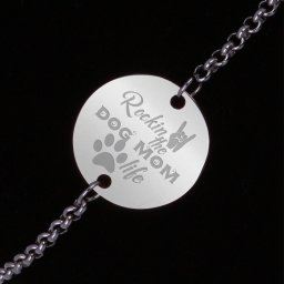 Bratara Gravata Argintie din Inox Rotund Dog Mom