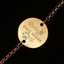 Bratara Gravata Aurie din Inox Rotund Dog Mom