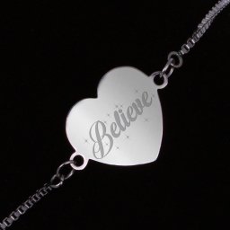 Bratara Gravata Argintie din Inox Inima Believe