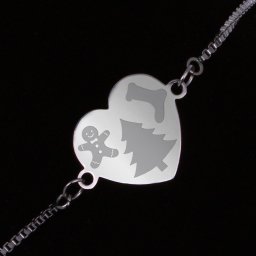 Bratara Gravata Argintie din Inox Inima Simboluri de Sarbatoare