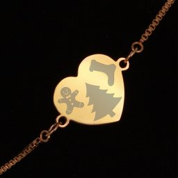 Bratara Gravata Aurie din Inox Inima Simboluri de Sarbatoare