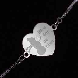 Bratara Gravata Argintie din Inox Inima Dor de Tine