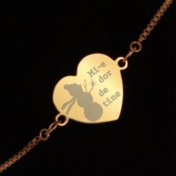 Bratara Gravata Aurie din Inox Inima Dor de Tine