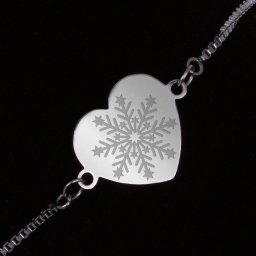 Bratara Gravata Argintie din Inox Inima Fulg de Nea