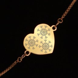 Bratara Gravata Aurie din Inox Inima Fulgi de Zapada