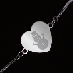 Bratara Gravata Argintie din Inox Inima Om de Zapada