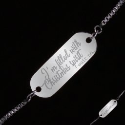 Bratara Gravata Argintie din Inox Oval Christmas Spirit