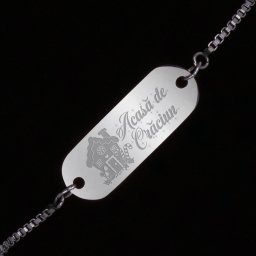 Bratara Gravata Argintie din Inox Oval Acasa de Craciun