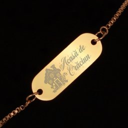 Bratara Gravata Aurie din Inox Oval Acasa de Craciun