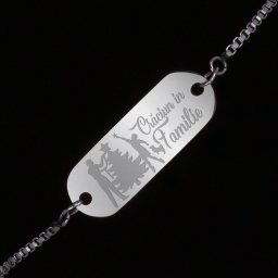 Bratara Gravata Argintie din Inox Oval Craciun in Familie
