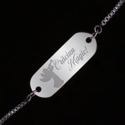 Bratara Gravata Argintie din Inox Oval Craciun Magic