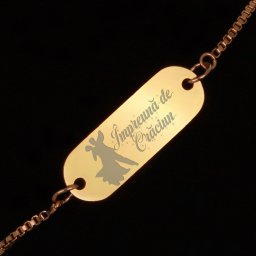 Bratara Gravata Aurie din Inox Oval Impreuna de Craciun