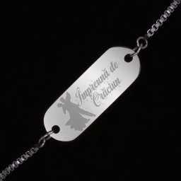 Bratara Gravata Argintie din Inox Oval Impreuna de Craciun