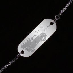 Bratara Gravata Argintie din Inox Oval Vin cu Bradul