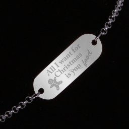 Bratara Gravata Argintie din Inox Oval Christmas Wish